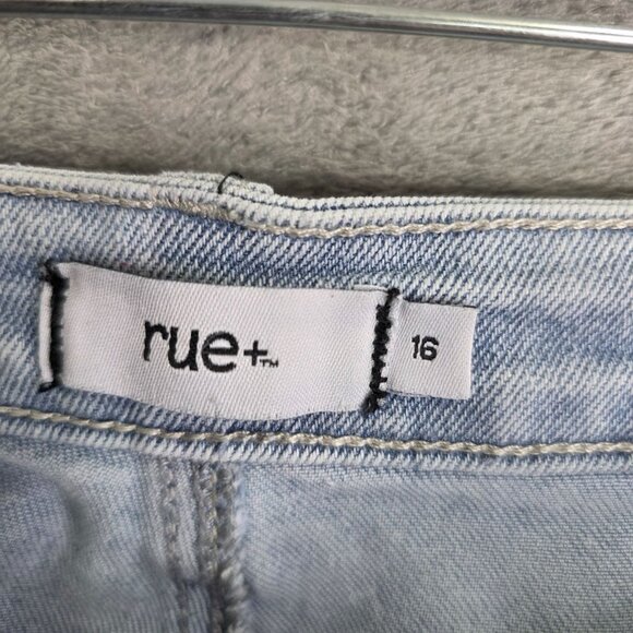 Womens Rue+ Blue Denim Shorts Distressed Heart Appliques Frayed Hem Hi Rise 16 - Picture 3 of 10